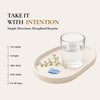 Anuvedic Somna Anu daily supplement routine directions showing two tablets at night, after your meal, with water, for 90 days.